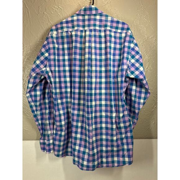 Gitman Bros Shirt Mens Pink Blue‎ Button Down Shirt Check Made In USA Size Large - Picture 4 of 4